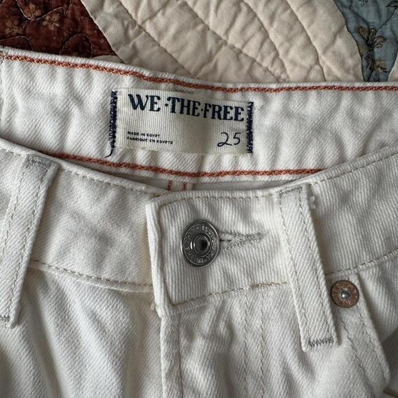 Free People The Pacifica High Rise Slim Straight Leg Jeans Ivory Size 25” - Picture 6 of 8